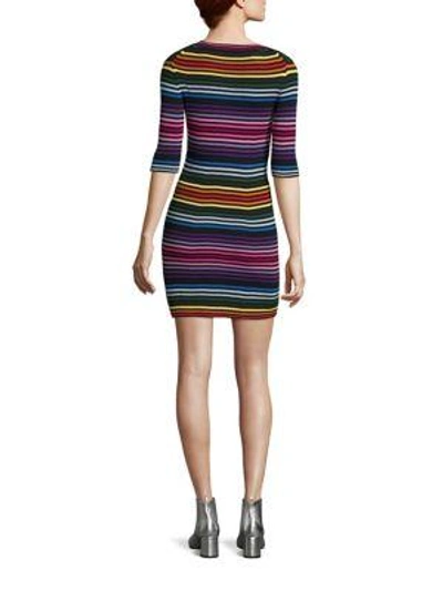 Shop Marc Jacobs Striped Cotton Dress In Black-multi