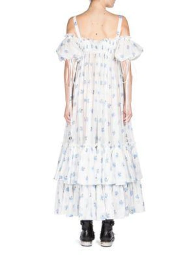 Shop Alexander Mcqueen Cold Shoulder Cotton Dress In White
