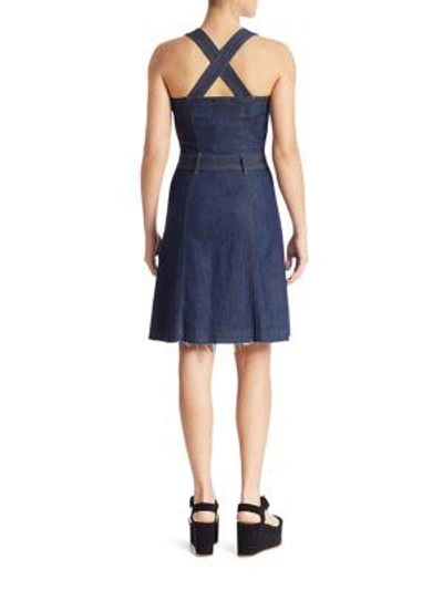 Shop 7 For All Mankind Belted A-line Denim Dress In Luxe Lounge Deep
