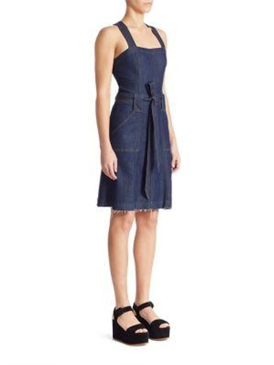 Shop 7 For All Mankind Belted A-line Denim Dress In Luxe Lounge Deep