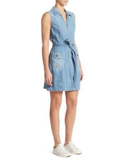 Shop 7 For All Mankind Zip-front Denim Dress In Luxe Lounge Coast