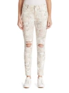 7 FOR ALL MANKIND Distressed Floral-Print Ankle Skinny Jeans