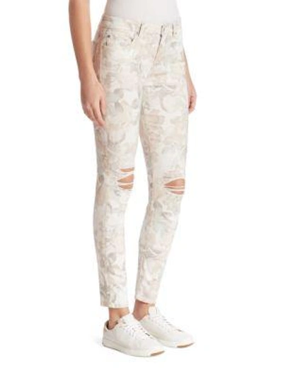 Shop 7 For All Mankind Distressed Floral-print Ankle Skinny Jeans In Syndey Garden