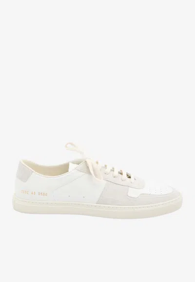 Common Projects Bball Suede And Leather Low-top Sneakers In White