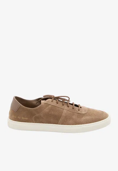 Common Projects Bball Slim Deconstructed Leather Low Sneakers In Brown