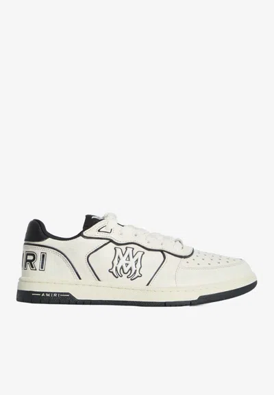 Amiri Newport White Sneakers Low Top With Logo Patch On The Side And Contrasting Heel With Leather Logo Le In White