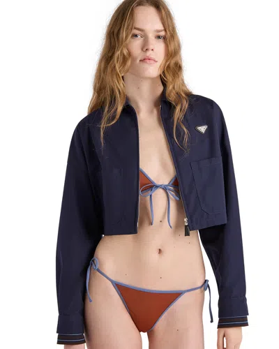 Prada Jersey Bikini Top In Brown