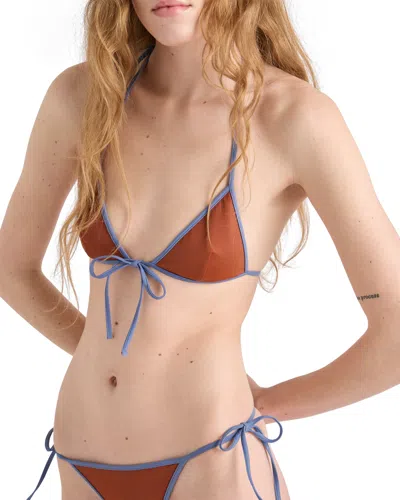 Prada Jersey Bikini Top In Brown