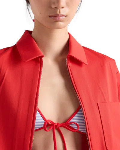 Prada Interlock Jersey Bikini Top In Blue