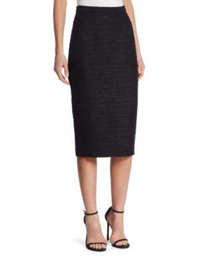 Shop Carolina Herrera Tweed Pencil Skirt In Black