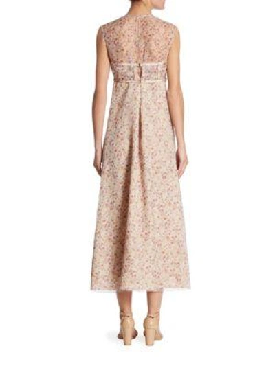 Shop Calvin Klein Collection Floral Silk Dress In Blush Rose
