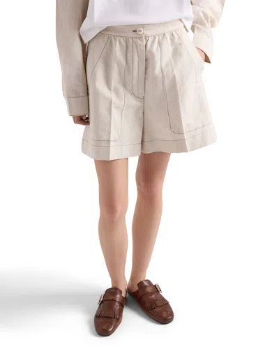 Prada Chambray Shorts In Neutral