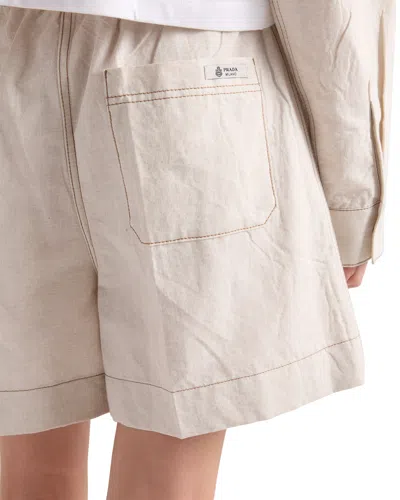 Prada Chambray Shorts In Neutral