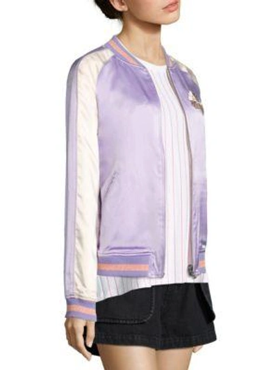 Shop Opening Ceremony Fairytale Reversible Silk Bomber Jacket In Lavender