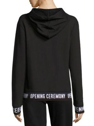 Shop Opening Ceremony Logo Cotton Hooded Sweatshirt In Black
