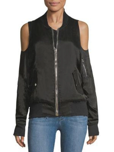 Shop Rta Jester Cold Shoulder Silk Bomber Jacket In Noir