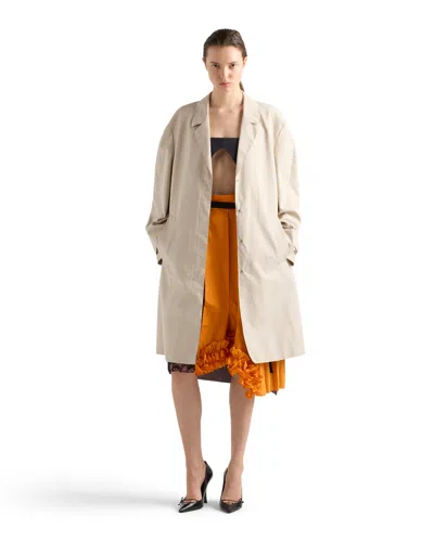 Prada Single-breasted Coat In Neutral