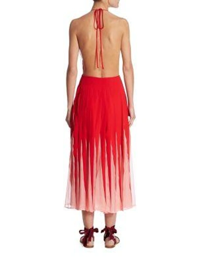 Shop Valentino Backless Halter Dress In Red Pink