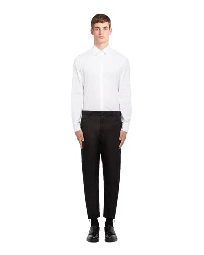 Prada Drawstring Hem Trousers Side Pockets In Black