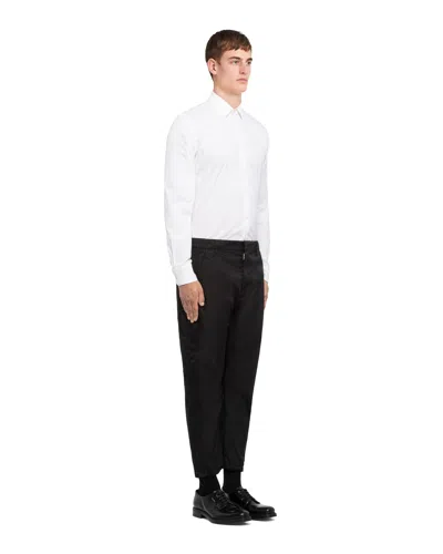 Prada Drawstring Hem Trousers Side Pockets In Black
