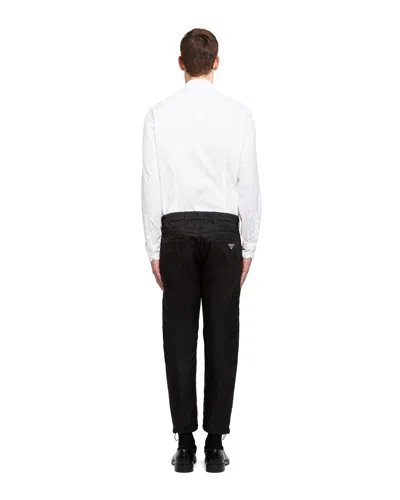 Prada Drawstring Hem Trousers Side Pockets In Black