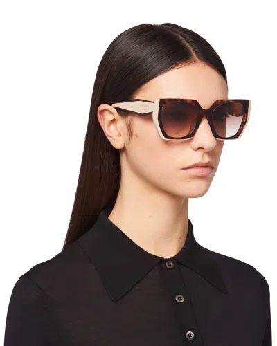 Prada Pr 15ws 01r0a6 54mm Womens Rectangle Sunglasses In Opaque Gradient Dark Brown Lenses