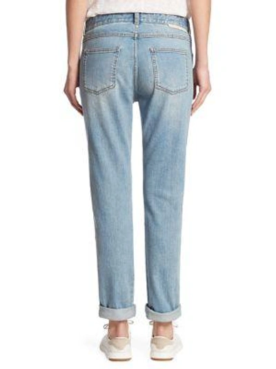 Shop Stella Mccartney The Skinny Embroidered Patch Boyfriend Jeans In Classic Blue