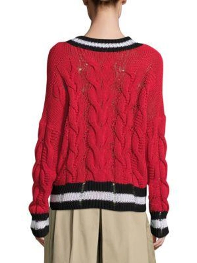 Shop Rag & Bone Emma Cable-knit Sweater In Red