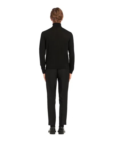 Prada Roll Neck Knitted Sweater - Black In Black