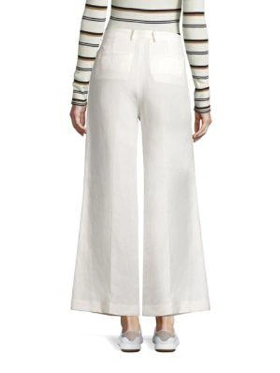 Shop Theory Nadeema Flared Linen Pants In Warm Ivory