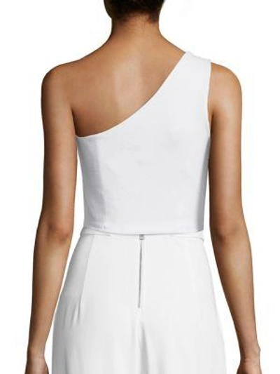 Shop Alice And Olivia Sabina One-shoulder Cropped Top In White