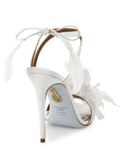 Shop Aquazzura Flora Satin Back-tie Sandals In White
