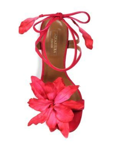 Shop Aquazzura Flora Suede Back-tie Sandals In Paradise Pink
