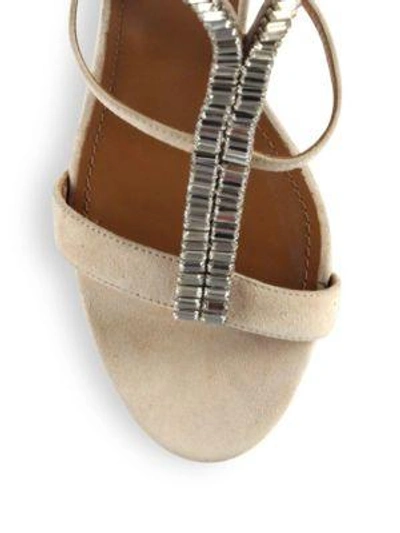 Shop Aquazzura Constance Crystal-embellished Suede Sandals In Nude