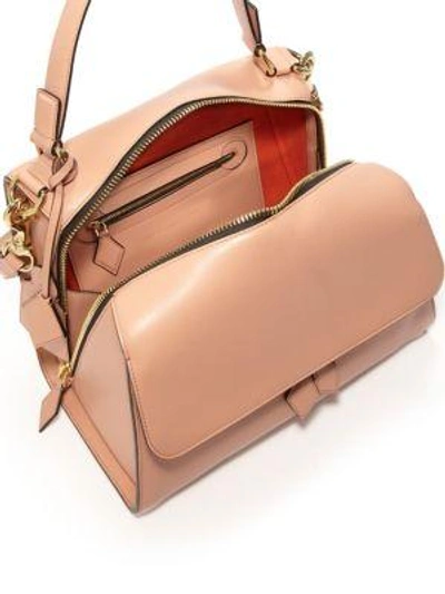 Shop Victoria Beckham Small Pocket Leather Tote In Dark Nude