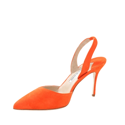 Shop Manolo Blahnik Carolyne Slingback Heels In Orange