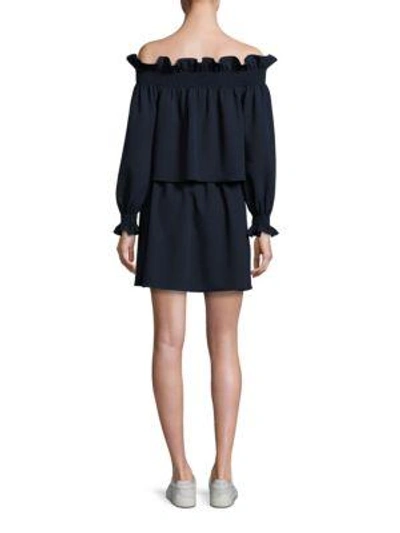 Shop Diane Von Furstenberg Georgie Off-the-shoulder Dress In Deep Night