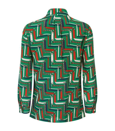 Shop Gucci Chainette Print Silk Shirt
