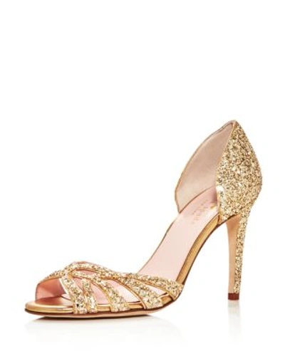 Shop Kate Spade New York Idaya Glitter D'orsay High Heel Pumps In Gold