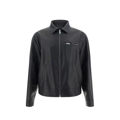 Prada Lamb Leather Jacket In Black