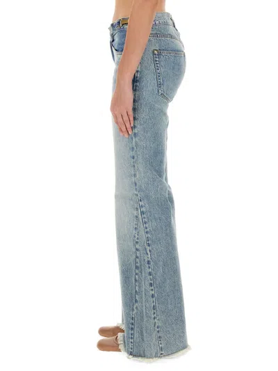 Stella Mccartney Clasp-embellished Low-rise Flared Jeans In Blue
