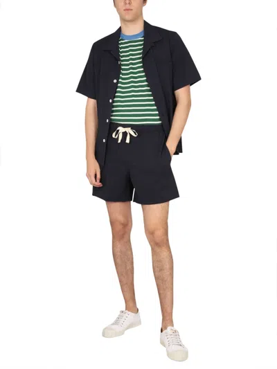 Howlin' Cotton Shirt Bowling Neck Short Sleeves In Blue