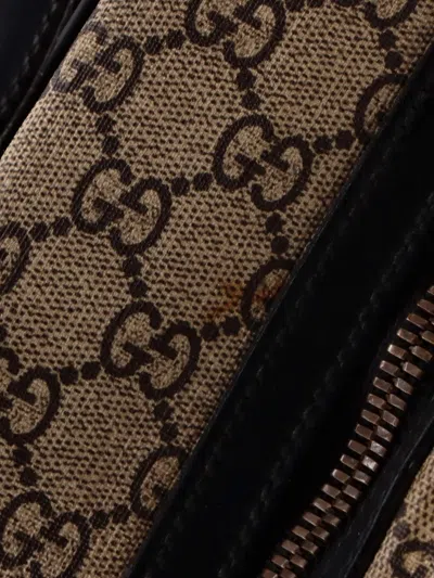 Pre-owned Gucci Zip Around Printed Gg Coated Canvas Medium Backpack In Brown