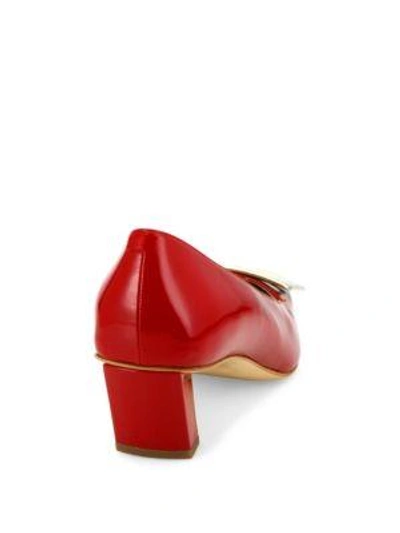 Shop Roger Vivier Decollette Belle Vivier Patent Leather Pumps In Red