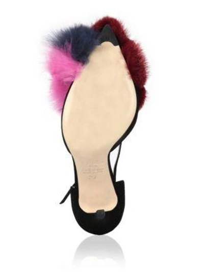 Shop Fendi Suede, Mink & Fox Fur T-strap Sandals In Black-multi