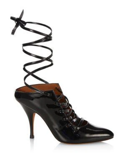Shop Givenchy Show Line Patent Leather Lace-up Pumps In Black
