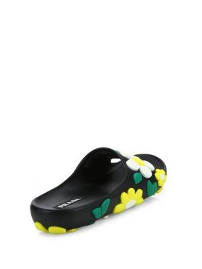 Shop Prada Flower Rubber Slides In Bianco-marea