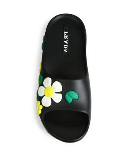 Shop Prada Flower Rubber Slides In Bianco-marea