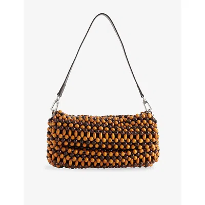 Staud Womens Multi Wood Beads Timmy Beaded Shoulder Bag In Multi