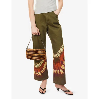 Staud Womens Multi Wood Beads Timmy Beaded Shoulder Bag In Multi